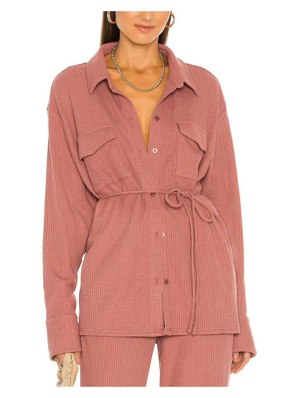 L'Academie Textured Mauve Dausha Top Shirt Jacket Size M